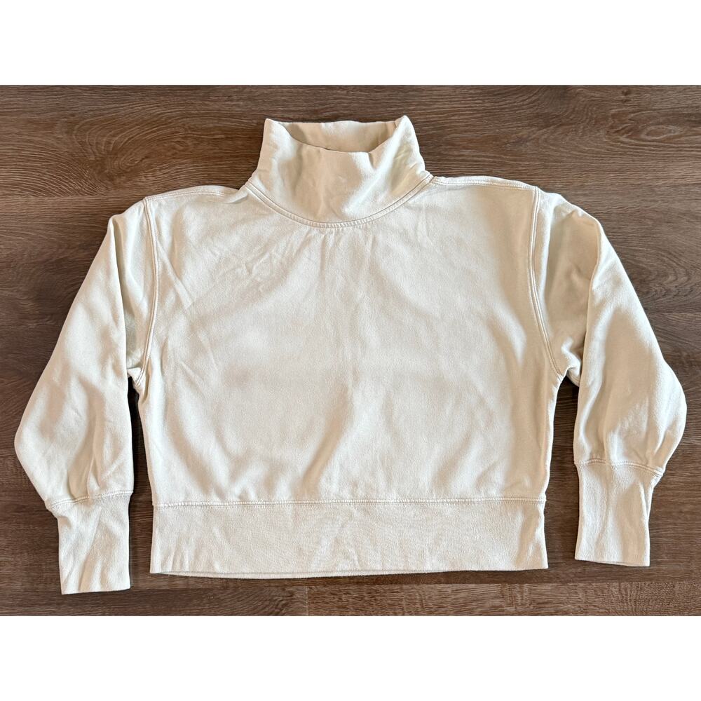 Abercrombie & Fitch Soft A&F Collection Cropped Turtleneck Sweatshirt Cream L